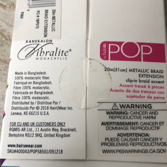 Pop by Hairdo 20” Pink Hair Extension Metallic Clip In Braid Extension Gift NEW! - Picture 12 of 12